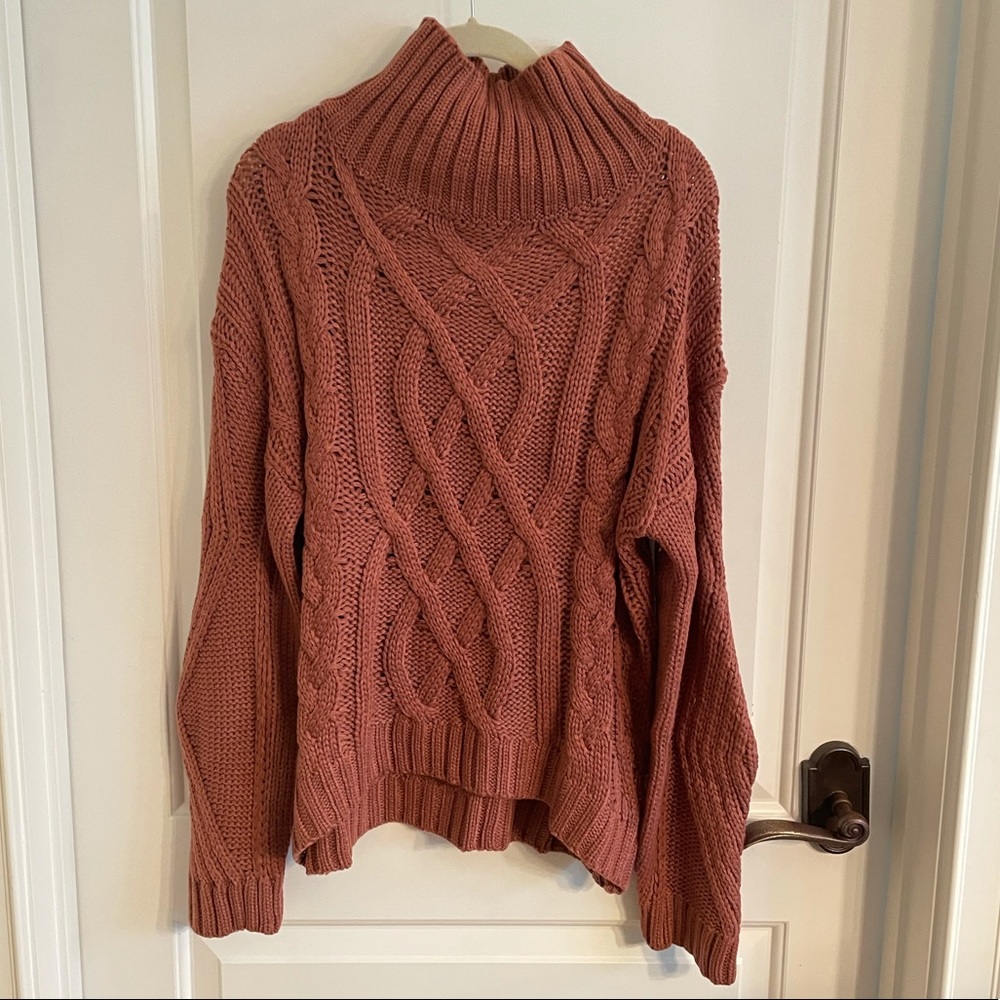 Vici Collection Mock Neck Cable Knit Sweater